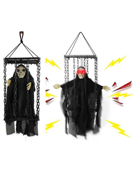 Fantôme Halloween en Cage 38x24 cm – Décoration Effrayante
