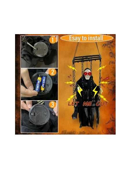 Fantôme Halloween en Cage 38x24 cm – Décoration Effrayante