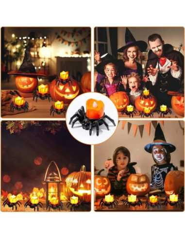 Araignée Bougie LED 8,5x7x5 cm – Décoration Halloween lumineuse