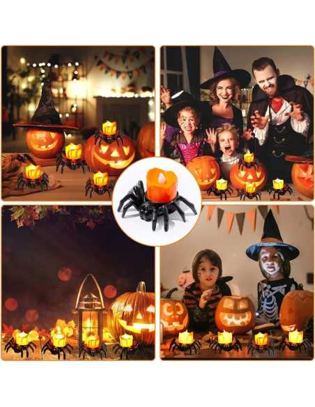 Araignée Bougie LED 8,5x7x5 cm – Décoration Halloween lumineuse