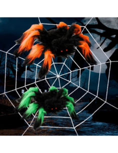 2 Araignées 50 et 30 cm avec Toile – Décoration Halloween Effrayante