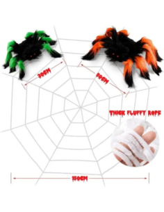 2 Araignées 50 et 30 cm avec Toile – Décoration Halloween Effrayante 2