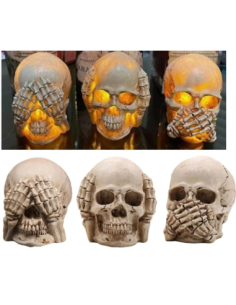 SKULLS LED Résine 9,2x7 cm – Décoration Halloween Lumineuse