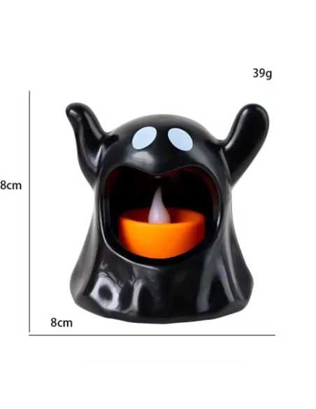 Bougie Fantôme LED 8x8 cm – Décoration Halloween Lumineuse