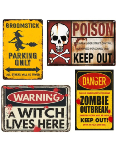 Plaque Métal Halloween 20x30 cm – Décoration Murale Effrayante