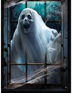 Déco Fantôme Halloween 120x78 cm – Accessoire Suspendu Effrayant
