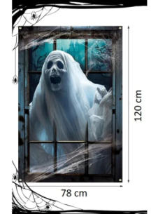 Déco Fantôme Halloween 120x78 cm – Accessoire Suspendu Effrayant 2