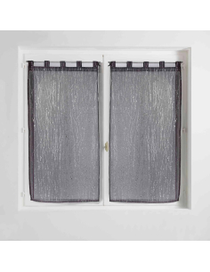 Paire de voilages à passants 2 x 90 x 90 cm Filiane anthracite