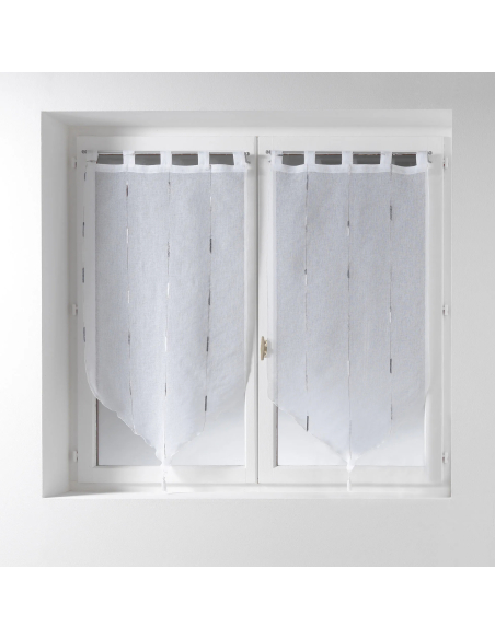 Paire de voilages pompon à passants 2 x 90 x 160 cm Chenilla gris