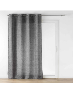 Voilage à œillets 140 x 240 cm Loulaine noir - Effet laine