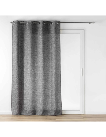 Voilage à œillets 140 x 240 cm Loulaine noir - Effet laine