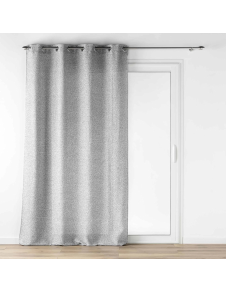 Voilage à œillets 140 x 240 cm Loulaine gris - Effet laine