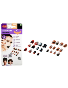 Faux ongles Halloween — autocollants décor citrouille & toile d'araignée