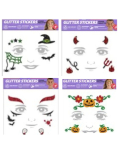 Stickers paillettes visage Halloween — strass et glitter 4 modèles au choix