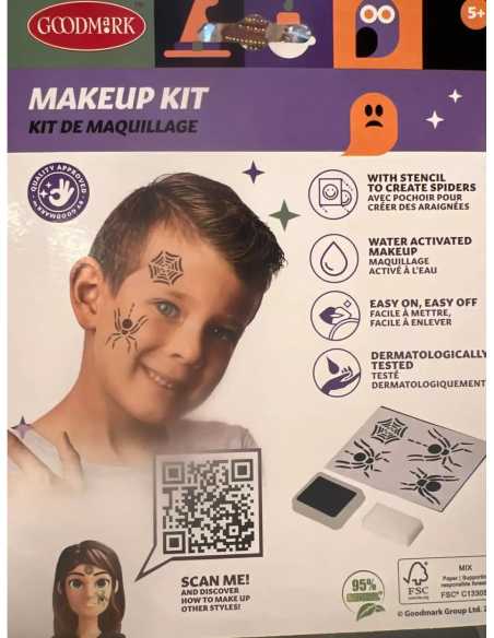 Kit maquillage Halloween — maquillage noir et pochoirs araignées