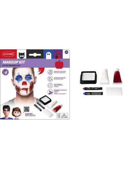 Kit maquillage Halloween — maquillage blanc, faux sang et crayons rouges et bleus