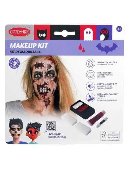 Kit maquillage Halloween — blanc, rouge, noir et faux sang