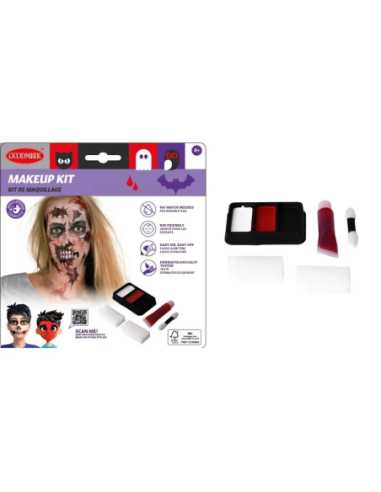 Kit maquillage Halloween — blanc, rouge, noir et faux sang