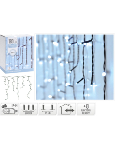 Rideau stalactite LED 6m – 180 LED blanc froid IP44