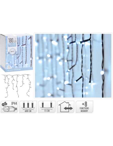 Rideau stalactite LED 6m – 180 LED blanc froid IP44