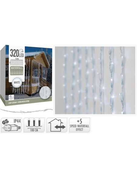 Rideau LED 1m x 2m – 320 LED blanc froid effet chutes d’eau