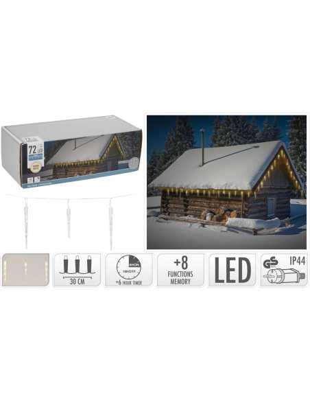 Rideau glaçons LED 6,90m – 72 LED blanc chaud IP44 Rideau glaçons LED 6,90m – 72 LED blanc chaud IP44