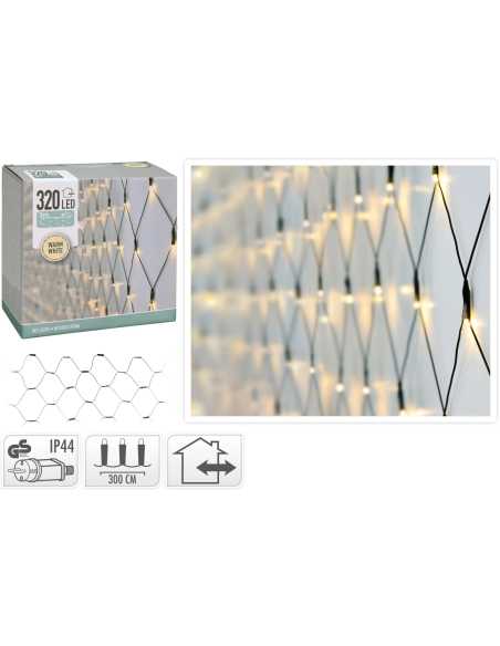 Filet LED 3m x 1,5m – 320 LED blanc chaud IP44