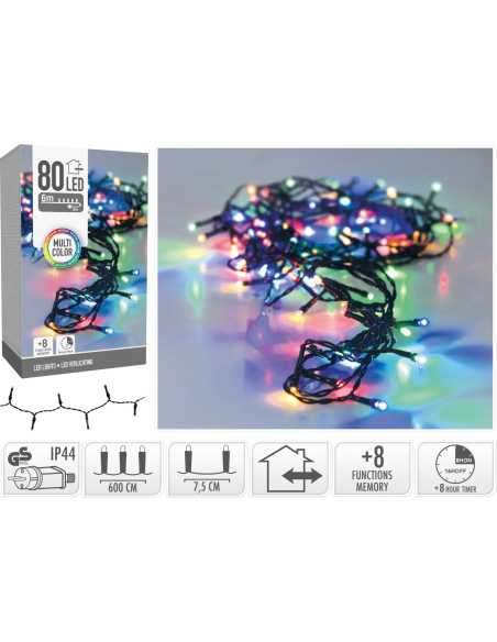 Guirlande lumineuse 6m – 80 LED multicolore IP44