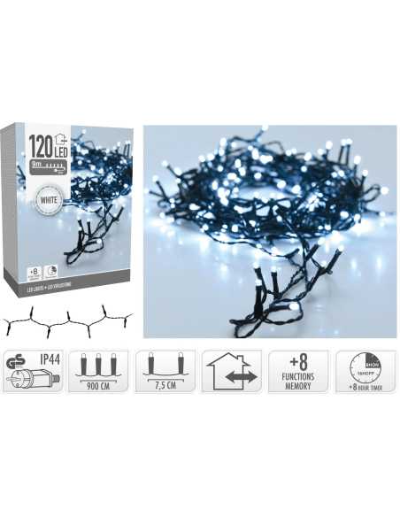 Guirlande lumineuse 9m – 120 LED blanc froid IP44