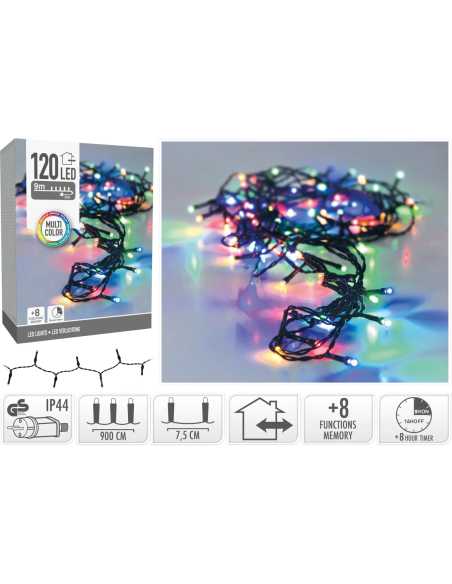 Guirlande lumineuse 9m – 120 LED multicolore IP44