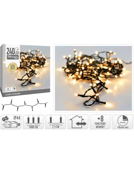 Guirlande lumineuse 18m – 240 LED blanc chaud IP44