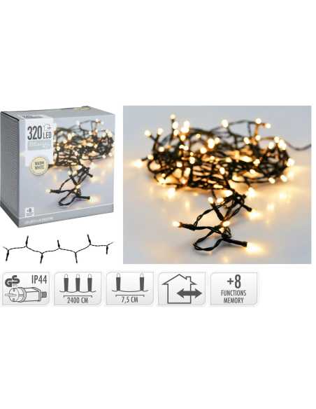 Guirlande lumineuse 24m – 320 LED blanc chaud IP44