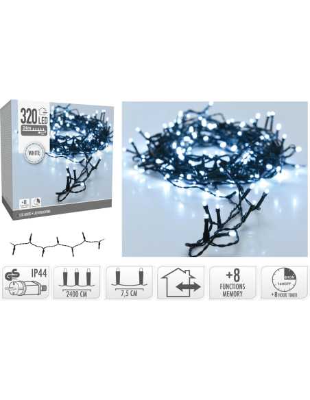 Guirlande lumineuse 24m – 320 LED blanc froid IP44