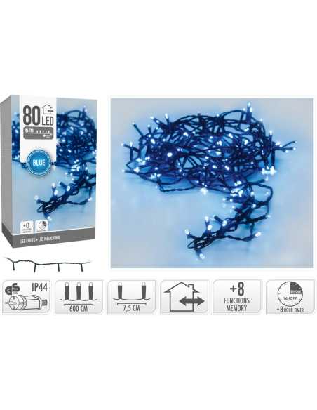 Guirlande lumineuse 6m – 80 LED bleu IP44