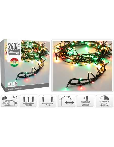 Guirlande lumineuse 18m – 240 LED rouge blanc chaud vert