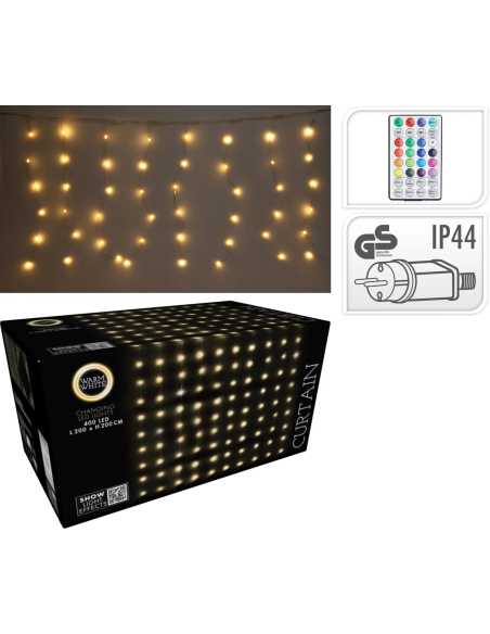 Rideau lumineux 2m x 2m – 400 LED blanc chaud IP44