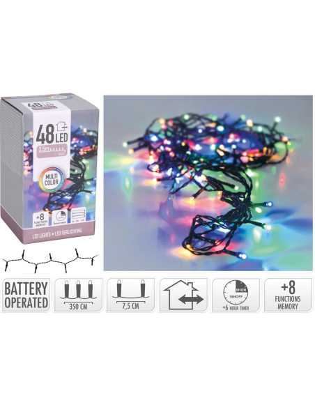 Guirlande lumineuse 3.5m – 48 LED multicolore, 8 fonctions, timer 6h