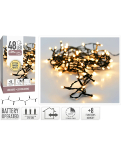 Guirlande lumineuse 3.5m – 48 LED blanc chaud, 8 fonctions, timer 6h