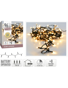 Guirlande lumineuse 7m – 96 LED blanc chaud, 8 fonctions, timer 6h
