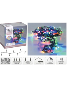 Guirlande lumineuse 14.5m – 192 LED multicolore, 8 fonctions, timer 6h