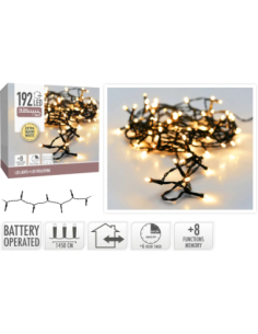 Guirlande lumineuse 14.5m – 192 LED blanc chaud, 8 fonctions, timer 6h