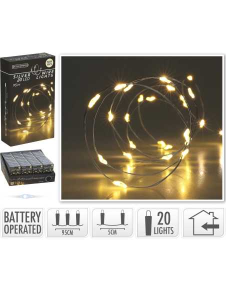 Guirlande MicroLED 95 cm – 20 LED blanc chaud, usage intérieur