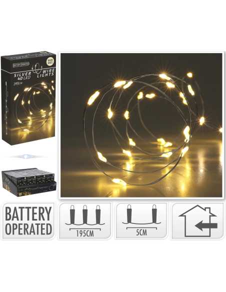 Guirlande MicroLED 195 cm – 40 LED blanc chaud, usage intérieur