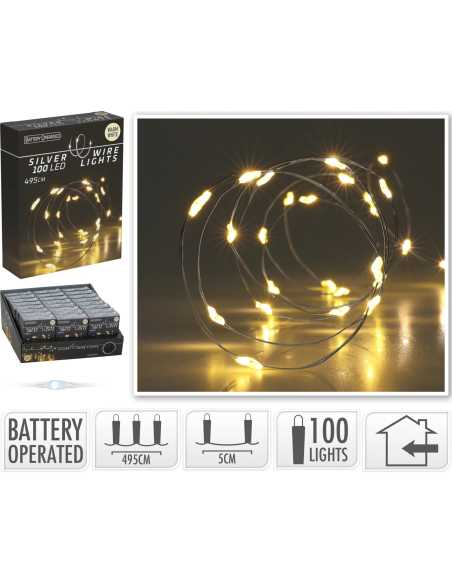 Guirlande MicroLED 495 cm – 100 LED blanc chaud, usage intérieur