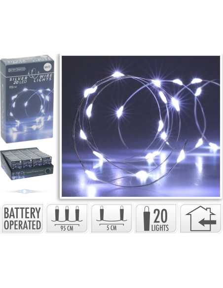 Guirlande MicroLED 95 cm – 20 LED blanc froid, usage intérieur