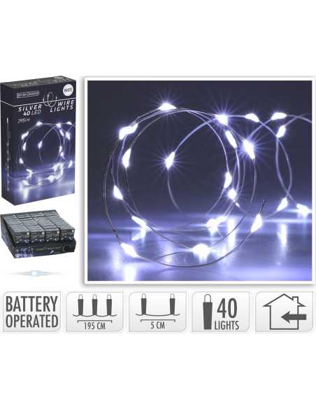 Guirlande MicroLED 195 cm – 40 LED blanc froid, usage intérieur