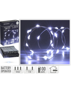 Guirlande MicroLED 495 cm – 100 LED blanc froid, usage intérieur