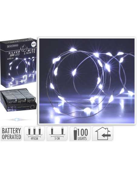 Guirlande MicroLED 495 cm – 100 LED blanc froid, usage intérieur