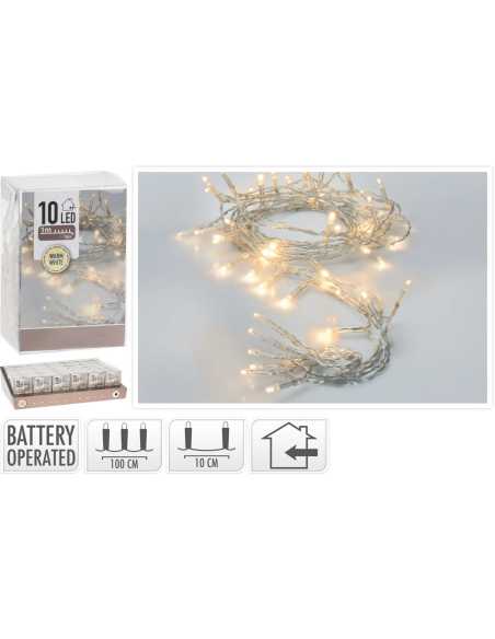 Guirlande lumineuse 1 m – 10 LED blanc chaud à pile, usage intérieur