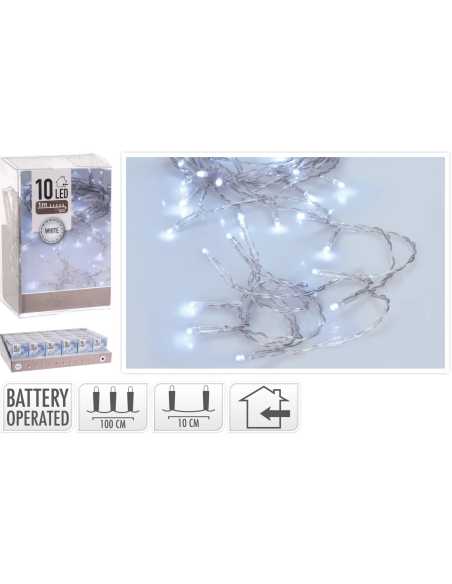 Guirlande lumineuse 1 m – 10 LED blanc froid à pile, usage intérieur